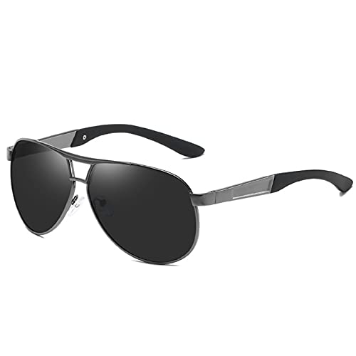 Gafas de Sol polarizadas Hombres UV400 Retro Piloto Sunglasses Vintage Revista Anti-Glame Gafas de Sol para Hombres (Lenses Color : Gun Black)