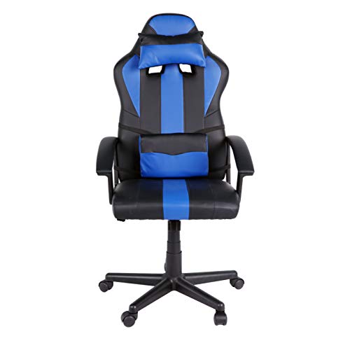 Ghost - Silla de Oficina con Ruedas Gamer - Ajustable en Altura de 114 a 123 cm - Moderna y cómoda - Azul