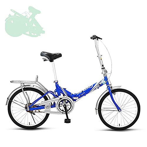 HUAQINEI Bicicleta Plegable para Adultos, Bicicleta Plegable rápida de 20 Pulgadas con Manillar y Asiento Ajustables, Resorte Amortiguador, bielas Grandes Que ahorran Trabajo, 7 Colores