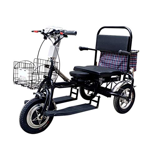 JHKGY Scooter eléctrico Plegable de Movilidad de 3 Ruedas -Triciclo portátil para Adultos,Scooter de Movilidad de 3 Ruedas para Adultos/Ancianos/discapacitados,Negro