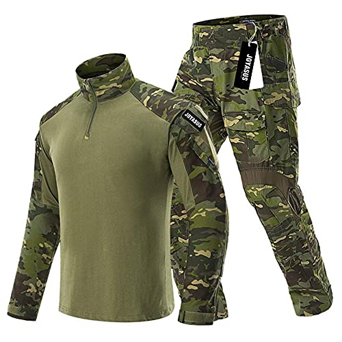 JOYASUS Pantalones Airsoft Multibolsillos Transpirables Camisa de Camuflaje Camo Ropa Militar del ejército para Hombres