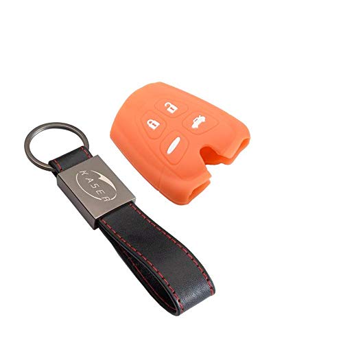 kaser Funda Silicona para SAAB – Carcasa Llaveros 4 Botones para Coche 93 95 9.3 9.5 9-3 9-5 Cover Case Protección Remoto Mando Auto (Naranja/Solo Keyless GO)