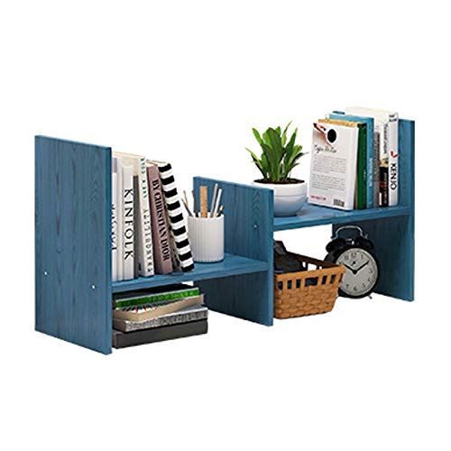 Librero Estantes Estantería escritorio de oficina Estante de almacenamiento de escritorio simple visualización del hogar del estante librero, L 25.2 "W x 6.7" H x 14.2" , azul Estantería Librería