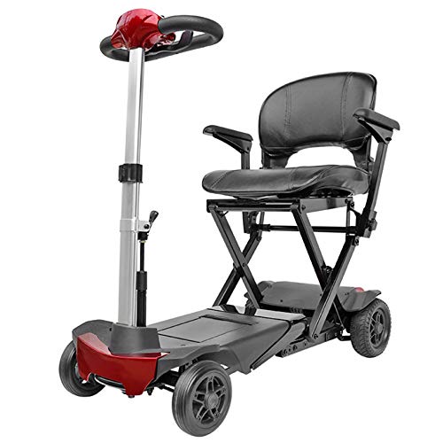 LIYIN Scooter de Movilidad eléctrico Plegable Remoto de 4 Ruedas para Ancianos y discapacitados, Scooters eléctricos compactos portátiles, soporta 125 kg de Peso, 6 km/h, 96,5 × 45 × 94 cm