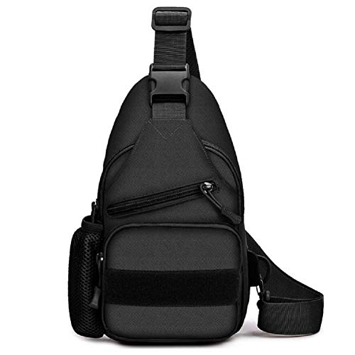 Mochila táctica de un solo hombro para el pecho de mensajero, casual, bolsa de primeros auxilios, mochila de mochila (negro, 31 x 18 x 8 cm)