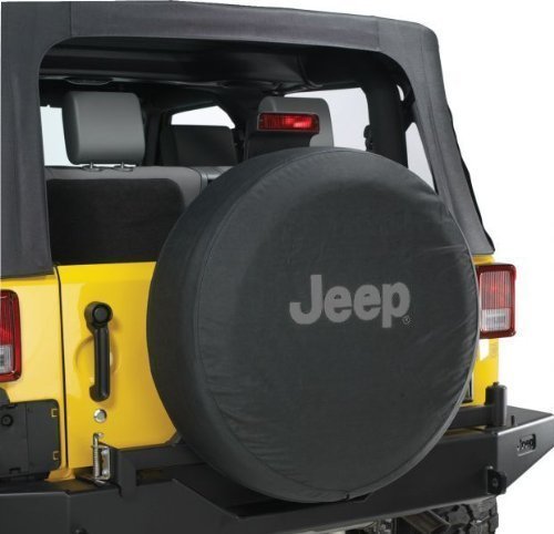Mopar - Funda para rueda de repuesto de Jeep Wrangler, con logotipo, 81,2 - 83,3 cm, OEM, tela vaquera, color negro