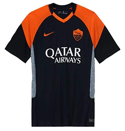 NIKE Roma M NK BRT Stad JSY SS 3R T-Shirt, Hombre, Black/Safety Orange/Safety Orange Full Sponsor