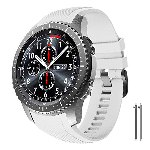 NotoCity Correa Compatible con Samsung Gear S3 Classic/Frontier/Galaxy Watch 46mm, Correa de Reloj de Silicona Suave Compatible con Gear S3 Classic/ S3 Frontier/Galaxy 46mm (Blanco)