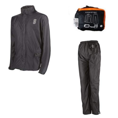 OJ R028 Ultra Light - Conjunto de lluvia para hombre, talla 3XL, color negro, conjunto compacto y de bolsillo, con ajuste de cintura, muñecas y tobillos