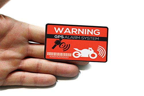 Pegatina de alarma GPS para moto, 2 unidades, calidad prémium, 7 cm x 5 cm, para colocar desde el exterior, prevención de robo de motocicletas