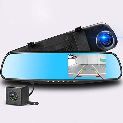 Podazz 1080P Full HDGrabadora de conducción, cámara de salpicadero de doble lente de ángulo de vídeo para salpicadero de coche, espejo retrovisor frontal y trasero,DVR con sensor G.