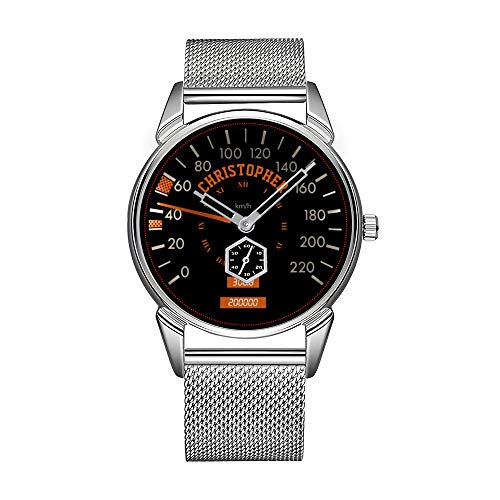 Reloj de pulsera para hombre de acero inoxidable plateado, resistente al agua, marca superior, reloj transparente con cuentakilómetros en el salpicadero.