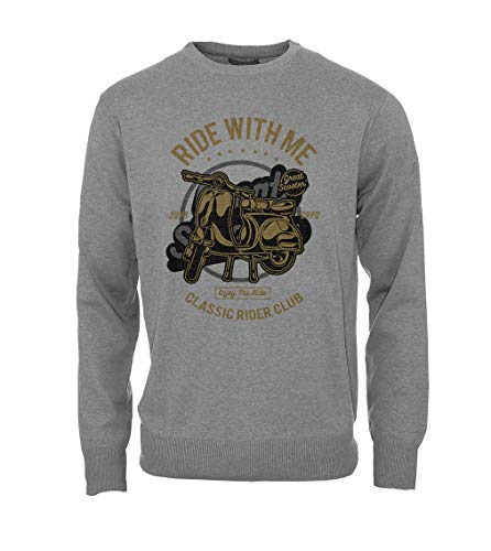 Ride with Me Classic Rider Club Vintage Scooter Hombres Camisa de Entrenamiento Pullover Gris XX-Large