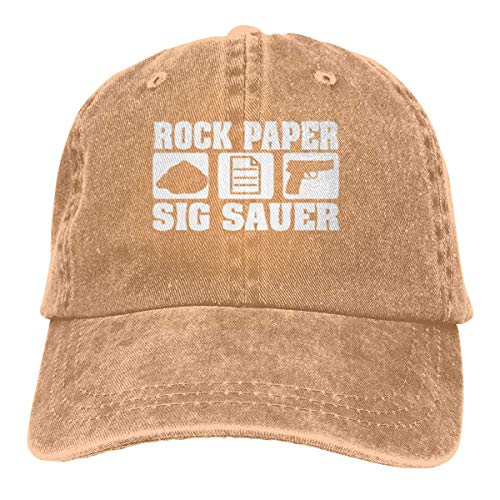 Rock Paper Sig Sauer Dad Gorra de béisbol vintage Sombrero de mezclilla ajustable para hombre