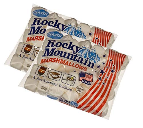 Rocky Mountain Marshmallows Classic 2x300g, dulces tradicionales americanos para asar en la hoguera, a la parrilla o al horno, 2x300g