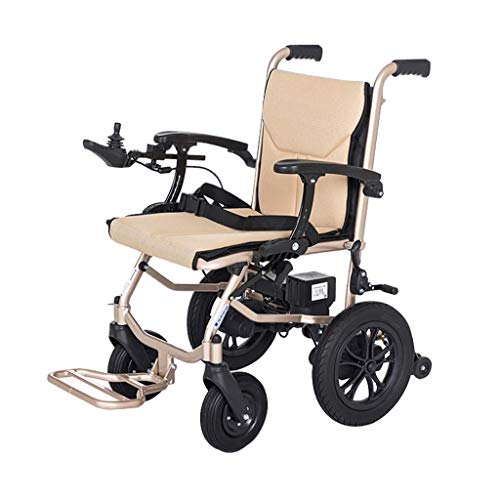 Silla de ruedas eléctrica liviana para ancianos y discapacitados Plegable doble motor Scooter portátil para ancianos Adecuado con silla eléctrica Alcance de 12 millas Asiento de 45 cm de ancho,Beige
