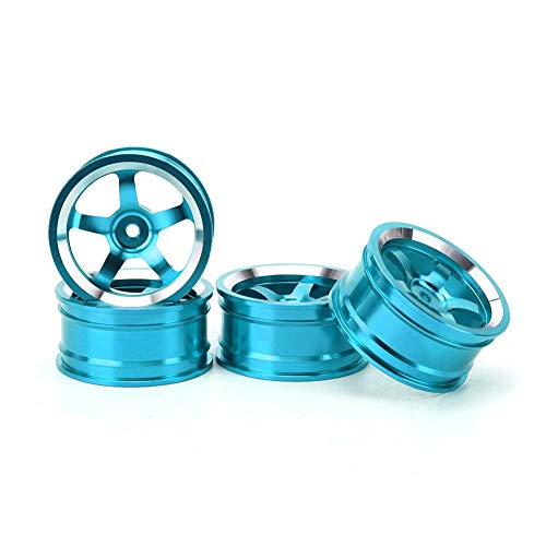 T best 4 Piezas de Cubo de Rueda de Coche RC, adaptadores de Cubo de transmisión de Rueda de aleación de Aluminio 1/10, Llantas Ajustadas para 94123 Tour Drift Car(Azul)
