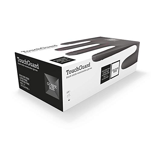 TouchGuard - Guantes de nitrilo negros desechables sin polvos ni látex, caja de 100 unidades, pequeños