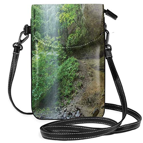 Women Small Cell Phone Purse Crossbody,Canyon Michigan Caves Memorial Falls In The Forest Eco Foliage Picture