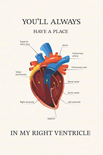 You'll Always Have a Place in My Right Ventricle: Funny Valentine's Day gifts for doctors, nurses or medical staff, blank novelty journal for your amazing partner, more useful than a card.