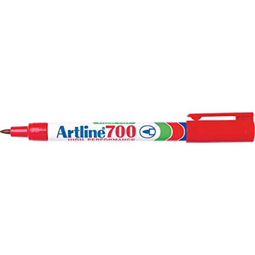 Artline EK700 0,7 mm Slim Line cuerpo con clip de bolsillo recargable – Rotulador permanente, color rojo