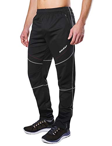 Baleaf - Pantalones de ciclismo para hombre, con cortavientos y forro polar térmico para invierno, hombre, color negro, tamaño large