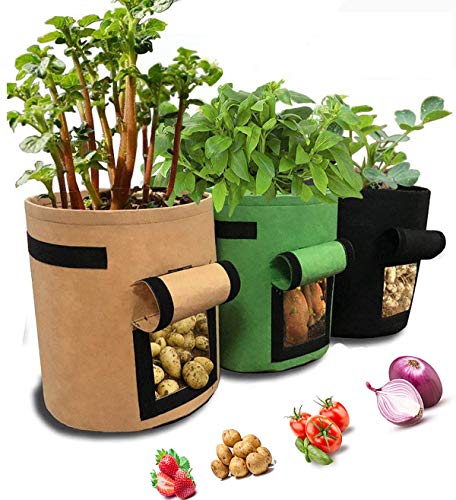 BOBOZHONG Bolsa para Plantas 3PCS Bolsas de Cultivo de Patatas para Verduras Bolsas de Cultivo de Plantas Transpirables para el hogar Bolsas para sembradoras de Patatas Tomates y Zanahorias