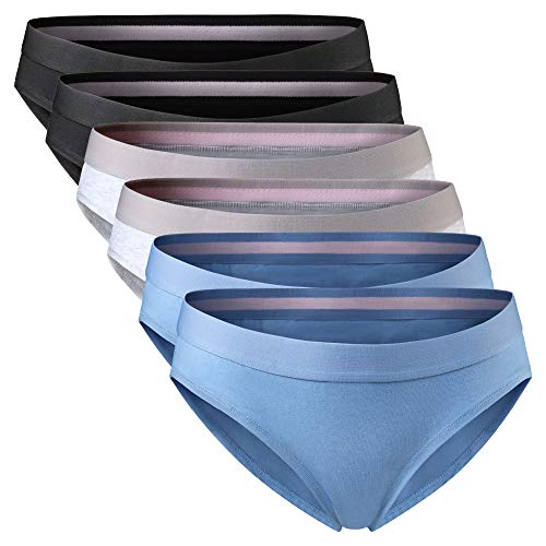 DANISH ENDURANCE Braguita Estilo Bikini Slip de Algodón Orgánico, Pack de 6, Negro, Gris, Azul (Multicolor (2 x Negro, 2 x Gris, 2 x Azul), Large)