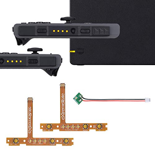 eXtremeRate Firefly LED Tuning Kit Cable Flexible para Nintendo Switch Joycons Dock Flex Cable NS Joycon SL SR Botones Cable Plano LED Luz Indicadora de Encendido(Joycons Dock NO Incluido)-Amarillo