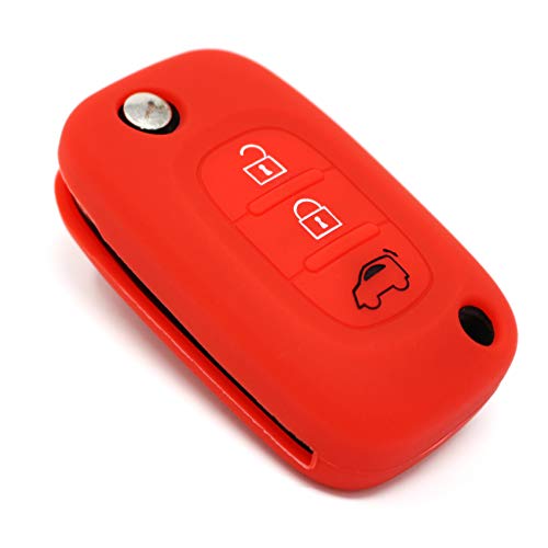 Finest-Folia - Funda para llave de coche (3 botones, silicona), color rojo