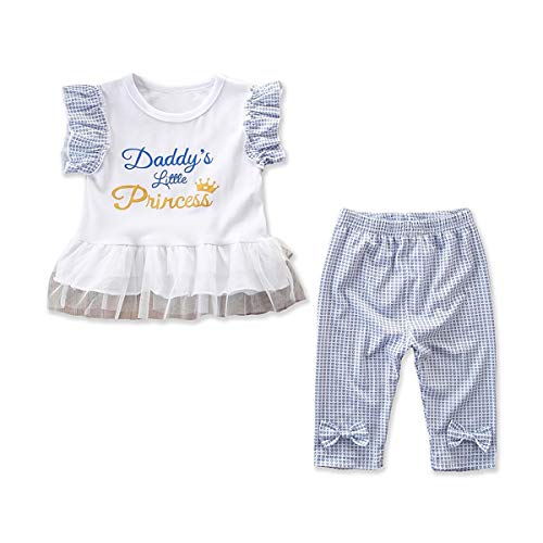 HaiQianXin 2 unids/Set Kids Girl Outfit Ropa Set Ruffles Top Shirt + Bowknot Pantalones (Size : 1Y-2Y)