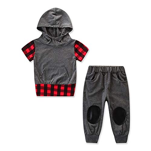 HaiQianXin 2pcs / Set Kids Toddler Boy Casual Outfit Ropa Hooded Hoodie Top + Pants (Size : 1Y-2Y)
