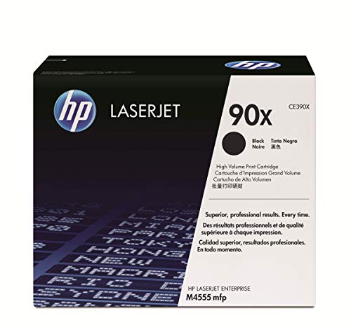 HP 90X CE390X, Negro, Cartucho Tóner de Alta Capacidad Original, de 24.000 páginas, para impresoras HP LaserJet M4555MFP y LaserJet Enterprise 600 M601dn, 600 M601n, 600 M602dn, 600 M603dn y 600 M603n