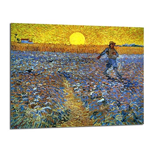 JLFDHR El sembrador en Vincent Van Gogh Pintura al óleo Lienzo póster Cuadro de Arte de Pared para Sala de Estar decoración del hogar-60x80cmx1 sin Marco