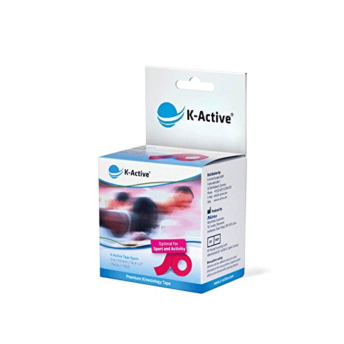K-Active Kinesiology Tape Sport con elasticidad reducida de 50 mm x 5 m, en color ROJO caja de 1 unidad