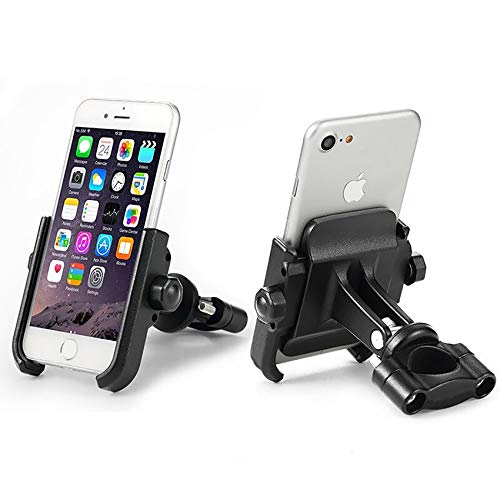 KASER Soporte Móvil Teléfono Smartphone Universal para Moto Bici Scooter en Aluminio 360° Rotación para Móvil Navegador GPS (Manillar Negro)