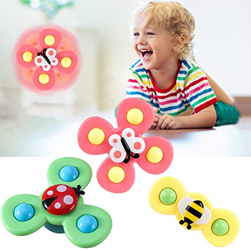 OFOCASE 3PCS Suction Spinning Toys Baby Toy, Table Sucker Gameplay Early Learner Toys Window Spinner for Kids, Stress Relief Suction Cup (Insect Series)
