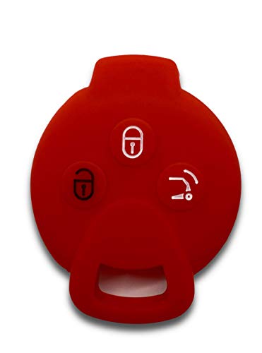 Shoppy Lab - Funda protectora de silicona suave para carcasa de llave de 3 botones plegable para coche Smart Fortwo 451 Forfour Roadster (rojo/rojo)