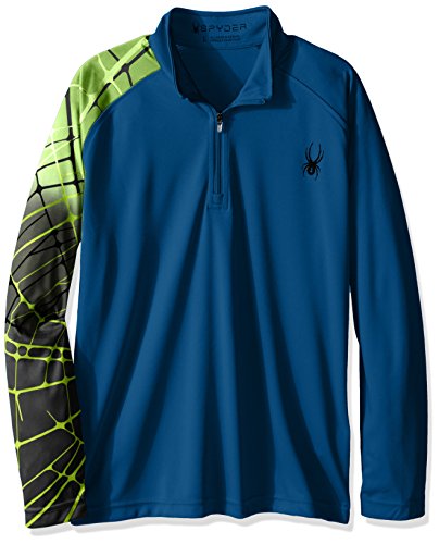 Spyder Linear Web Dry W.E.b - Camisas para niños y niñas, diseño de Cuello Lineal para niños, Color Multicolor, Hombre, 235134, Concept Azul/Verde Bryte, XXS