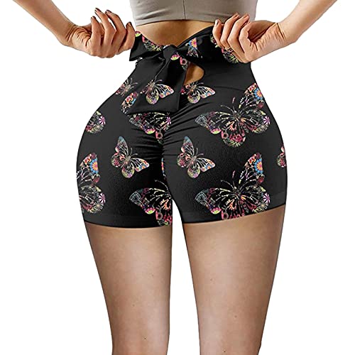 S/V Pantalones cortos para mujer, leggings, pantalones de yoga, cintura alta, para levantamiento de caderas, mallas cortas en el trasero