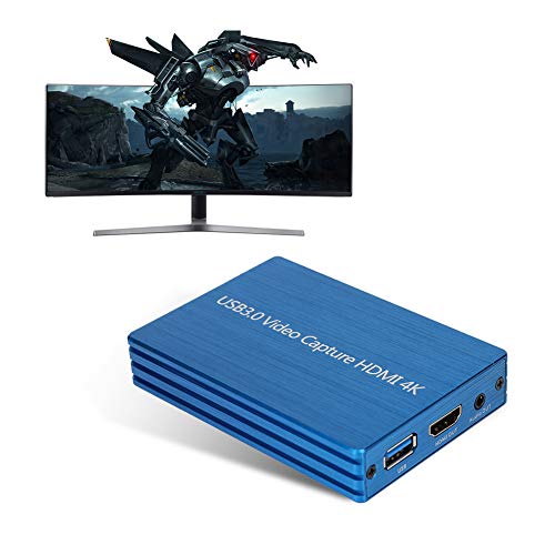 Tarjeta de Captura de Video, 4Kx2K HDMI a USB3.0 Grabadora de Tarjeta de Captura de Video HD para Transmisión de Juegos/Video en Vivo, Soporte USB3.0, Velocidad de 300-350mb/s, Compatible con USB2.0