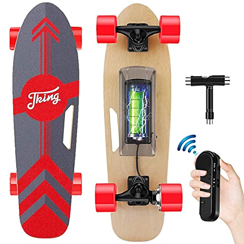 Tooluck Electric Skateboard Monopatín eléctrico con Mando a Distancia inalámbrico, 20 km / h de Velocidad máxima, Alcance máximo de 8 km, longboards eléctricos para Adultos, Adolescentes y niños