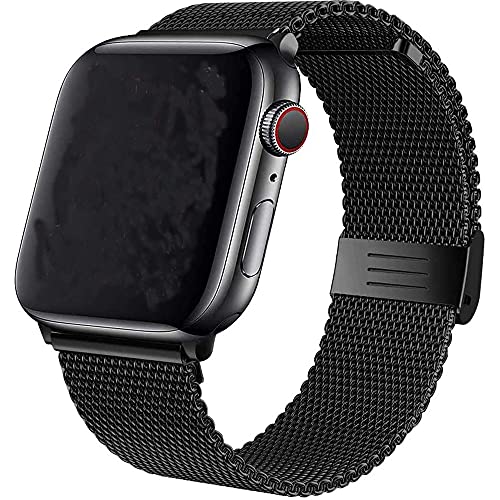 VIKATech Sports Correa Compatible con Apple Watch Correa 44mm 42mm, La Pulsera Loop es una Malla de Acero Inoxidable Correa para iWatch Series 6/SE/5/4/3/2/1 Negro