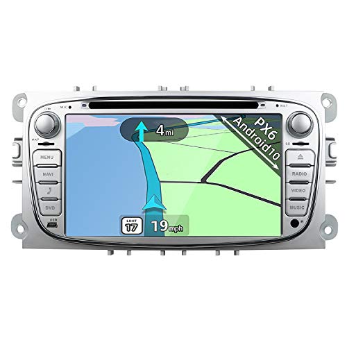 YUNTX PX6 Android 10 Autoradio Compatible con Ford Focus/Mondeo/Galaxy/Cmax - 4G+64G - GPS 2 DIN - Cámara Trasera Gratis - Soporte Dab/DVD / 4G / WiFi/Bluetooth 5.0 / MirrorLink/Carplay/HDMI
