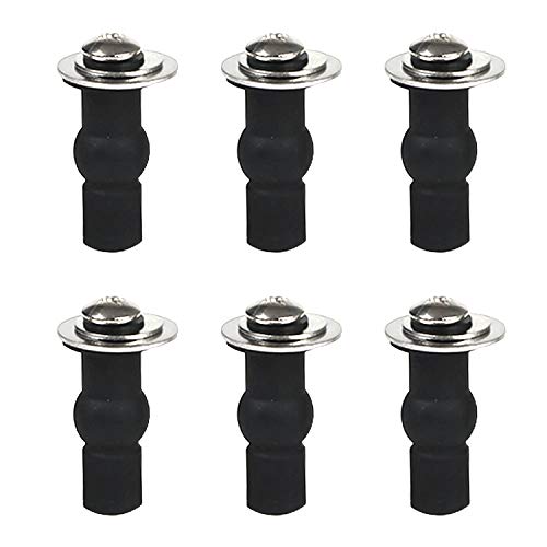 6 Pack Universal Toilet Seat Hinges Screw, Toilet Seat hinges blind hole fixings Expanding Rubber Top Fix Nuts Screws For Top Mounting Toilet Seat Hinges-3 Pairs (with One Expandable Ball)