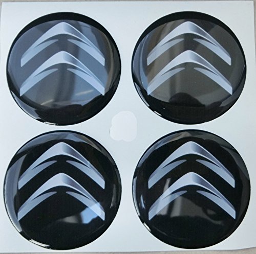 Adhesivos de resina para tapacubos, color negro, efecto resinado 3D, calidad 3M, 4 unidades, para tuning, 60 mm