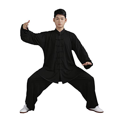 BBLAC 2KEY Artes Marciales Ropa | Unisex Uniforme para Tai Chi y Kung Fu | Tradicional Chino Ropa Está Hecho Algodón y Lino | Traje Ligero para Meditación y Qigong (A, XXXL)