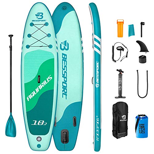 Bessport Tabla Paddle Surf Hinchable, Stand-up Paddle Surf de Sup, 335x82x15cm, Carga hasta 150kg, para Principiantes, jóvenes y Adultos