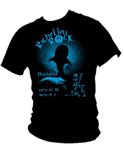 Blue Ray T-shirts de hombre Richelieu Rock Tailandia – Top 10 sitio de buceo camiseta Negro negro Large