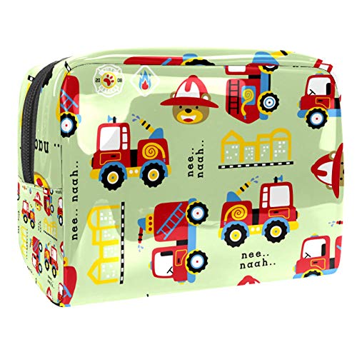 Bolsa de maquillaje portátil con cremallera bolsa de aseo de viaje para mujeres práctico almacenamiento cosmético bolsa de dibujos animados tráfico de vehículos
